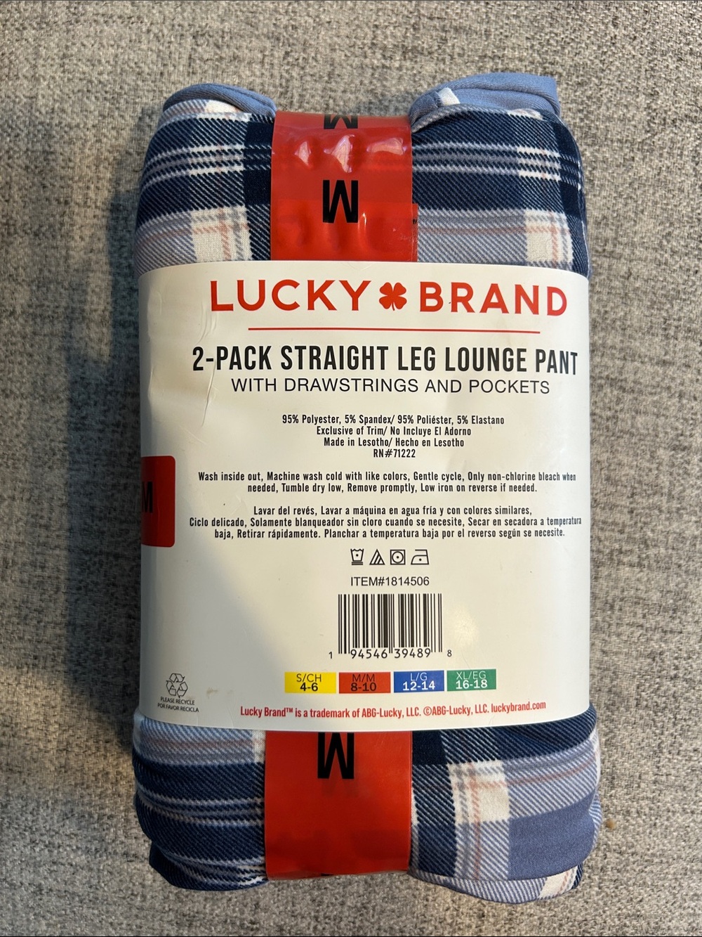 Lucky Brand Blue Plaid & Solid Blue Lounge Pants 2-Pack - Picture 2 of 3